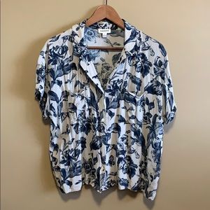 French Pattern Camp Collar Blouse